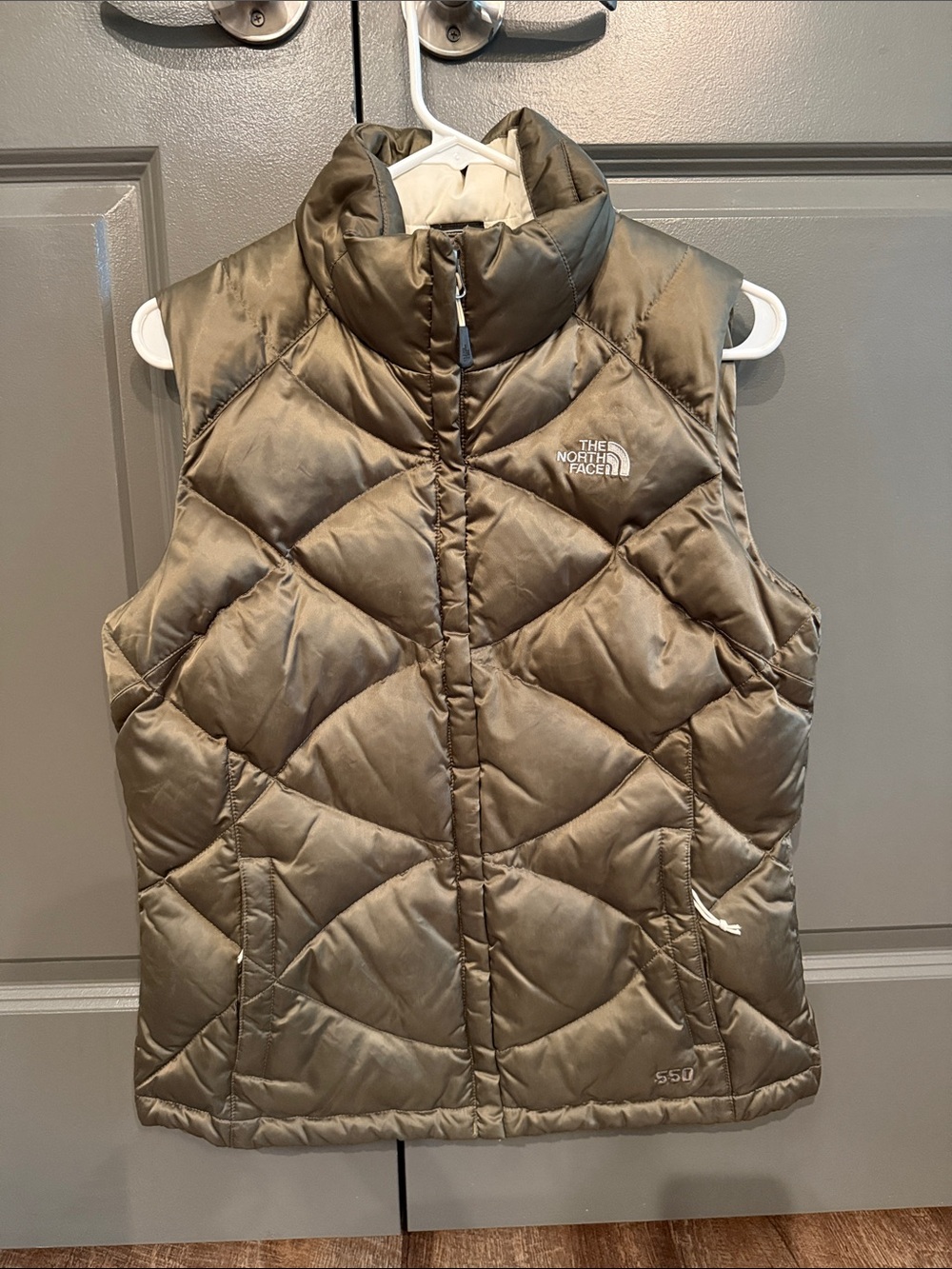 The North Face Olive Green Quilted Puffer Vest